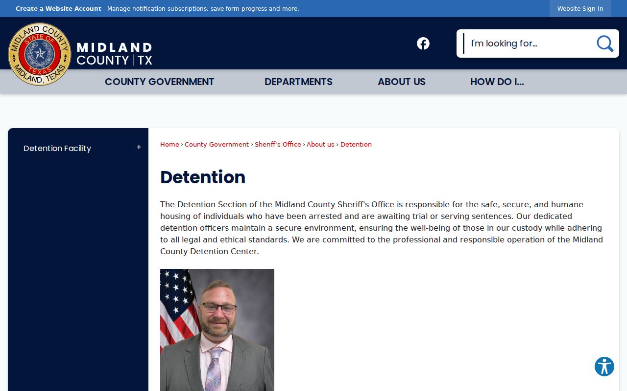 Midland County detention information for arrest lookup