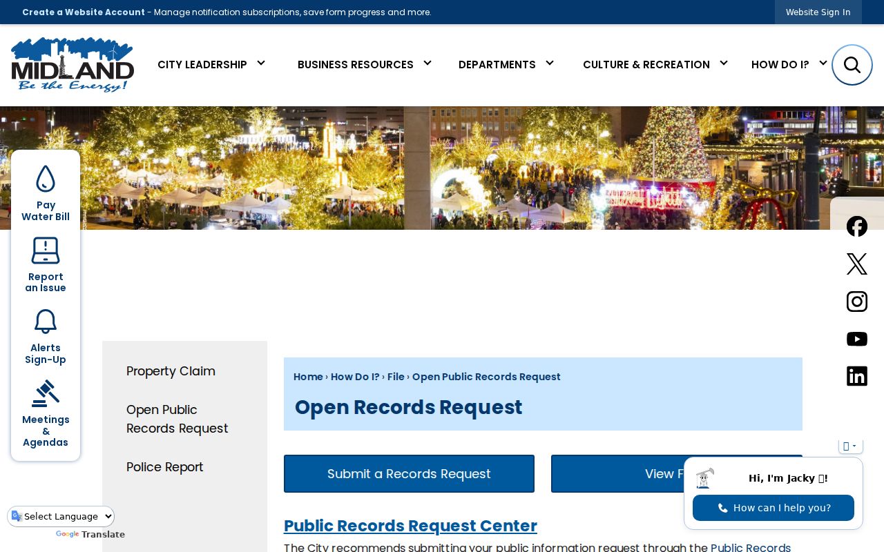 Midland public records portal for historic arrest records