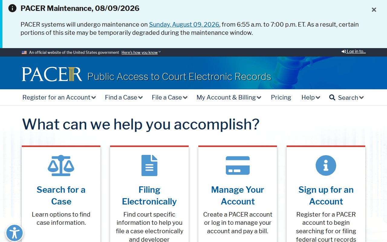 PACER access for federal criminal court cases affecting Midland County