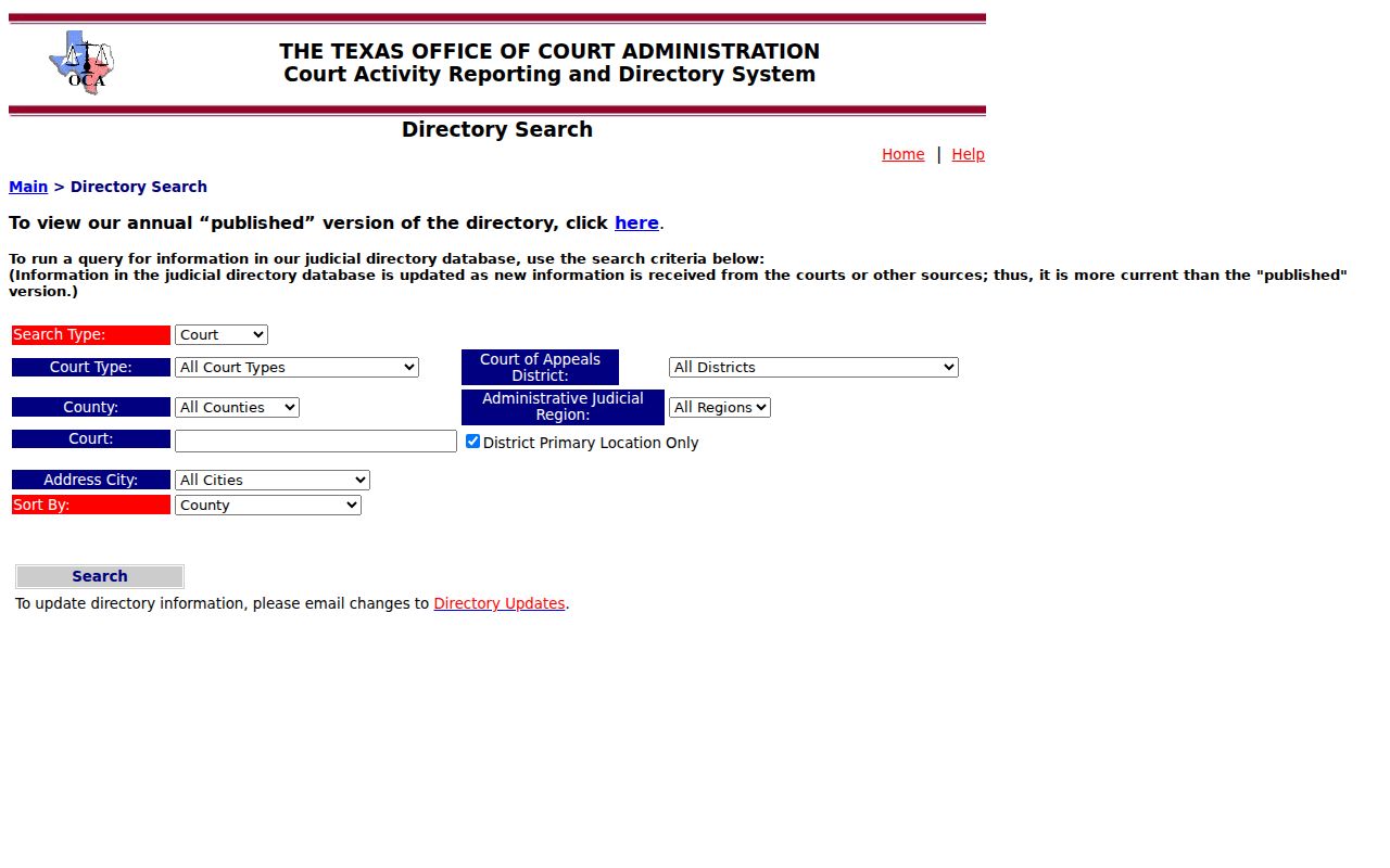 Texas judicial directory for Midland County criminal court cases