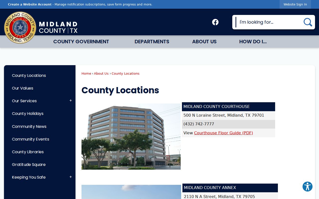 Midland County criminal record office locations